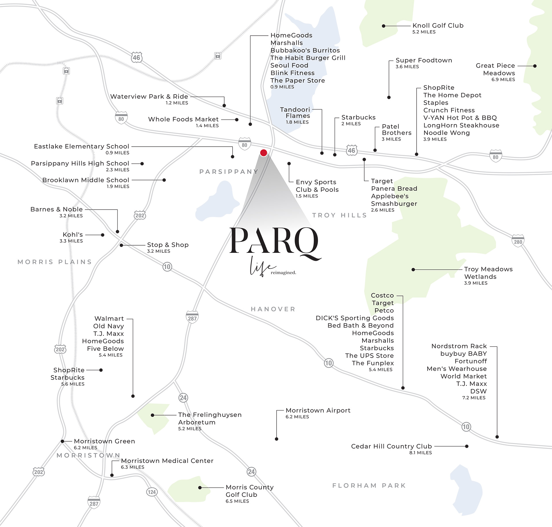 Parq Parsippany Local Area Map